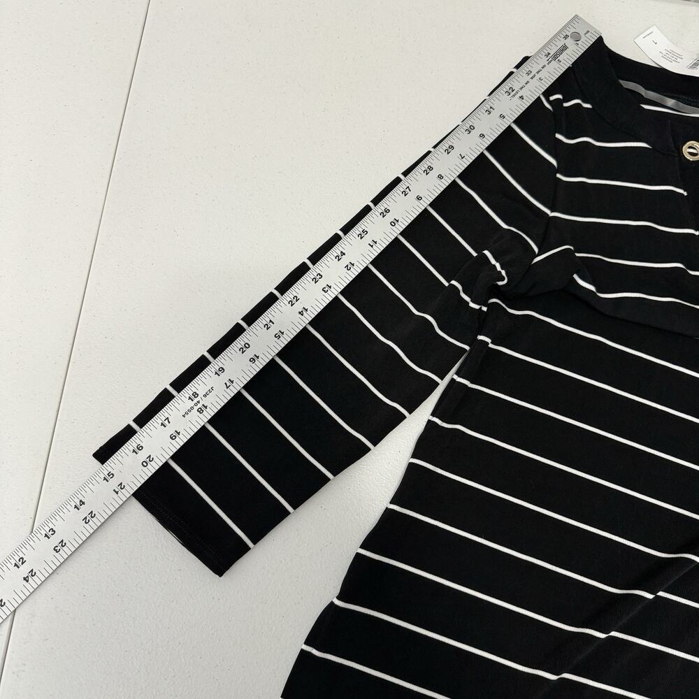 Chico's Womens Top 8/10 Black Striped Travelers Prep Old Money Nautical Knit - Picture 7 of 12